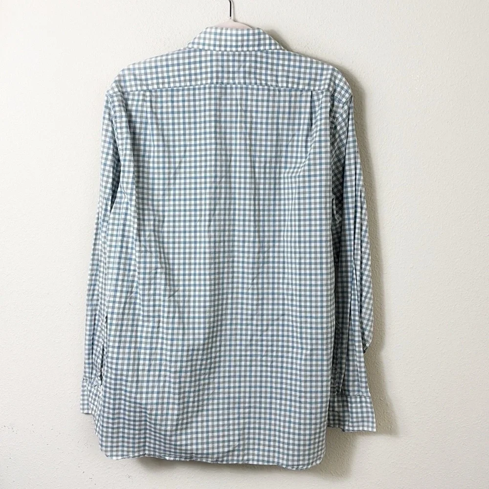 J. Crew Ludlow 120’s 2 PLY Gingham Blue Grey Long Sleeve Button Down Shirt L